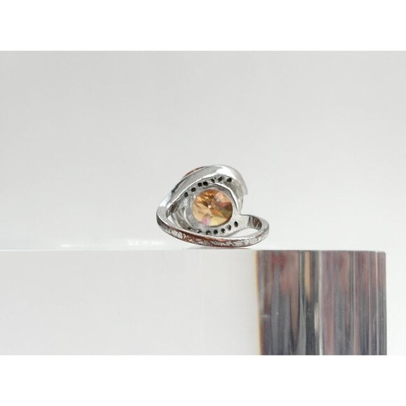 Bypass Shank 18k HGE Electroplated Gold Multi Gemstone Vintage Ring - sz 8.75 - Picture 4 of 10